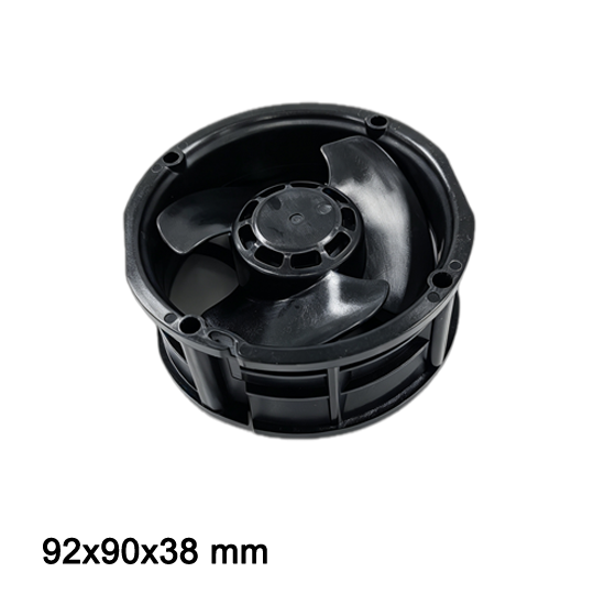 Top angle view of 92x92x38mm round axial fan DA9238H12B showing compact circular frame design.png